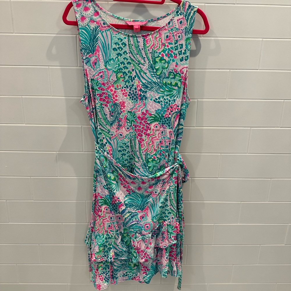 Lilly Pulitzer Ashbourne Wrap Dress
Color:	Multi Banana Split
Size:	XL